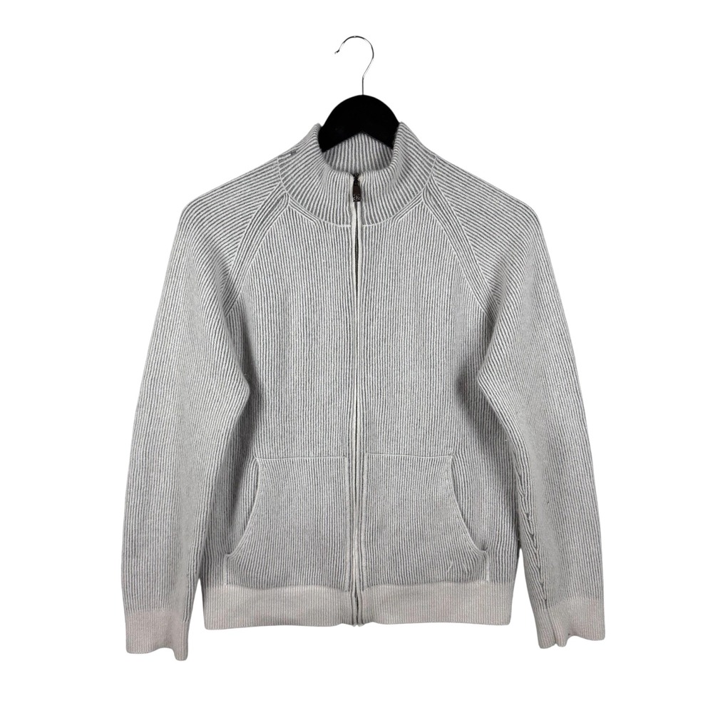 Corneliani Men's‎ Gray Rubbed Full Zip Cashmere / Cotton Cardigan Men's Sz 50